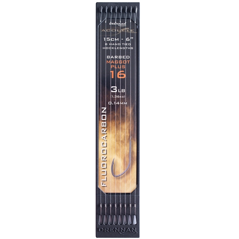 Drennan Acolyte Barbed Maggot Plus Hooklength Plate 6inch